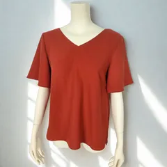 ボッシュ BOSCH　フロントバックVネック フレアスリーブブラウス　オレンジブラウン　レディース