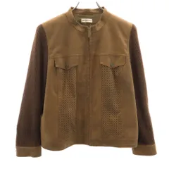 ノナ 日本製 ニット切替 フェイク スエードレザージャケット 13 ブラウン NONA レディース