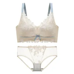 ☆ ベージュ ☆ 40/90C ☆ ブラジャーショーツセット pmybrsho1204 ブラジャー ショーツ セット ブラショーツセット フルカップ レース セクシー 盛れる おしゃれ 大人 かわいい 可愛い 脇高 寄せ 上げ リボン フラワー インナー 下着