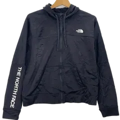 THE NORTH FACE ザ ノースフェイス  ジップアップパーカー レディース フード ワンポイントプリント ライトアウター カンボジア製 WOMENS Lサイズ ブラック