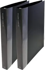 グリーンウィーク 雑誌 切り抜き マガジン クリア ファイル A4変形ワイド 30穴リング クリアポケットリフィル26枚付属( 黒,  2冊セット)