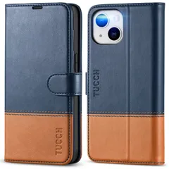 【数量限定】ブルー＆ブラウン インチ対応) 6.1 14 14 (iPhone ケース ケース ケース 手帳 アイホン14 財布型 アイフォン14 [RFIDブロッキング] マグネット 高級PU合皮 スタンド機能 カード収納 手帳型 手帳型 iPhone iP