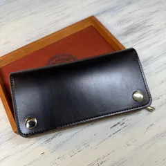 国産ステアハイド　トラッカーウォレット150（ミドル）3層カスタム　茶芯ブラック トラッカーウォレット チェーン無し | Leather Life