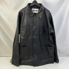 01w-5452 ショット schott  ブラック  XL  ベトナム製 メンズ  LAMB LEATHER COVERALL JACKET ラムレザー カバーオール ジャケット タグ付  アウター  羊革  782-3950079  【中古品】