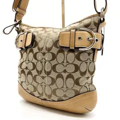 ✨良品✨ COACH コーチ ショルダーバッグ シグネチャー 男女兼用 キャンバス レザー 革 ベージュ 肌色 ユニセックス男女兼用