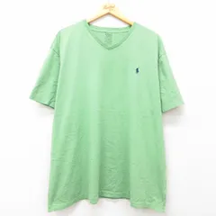 XL/古着 ラルフローレン 半袖 ブランド Tシャツ メンズ ワンポイントロゴ 大きいサイズ コットン Vネック 黄緑 25jul02 中古