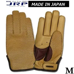 未使用品 JRP 香川産 日本製 グローブ Mサイズ ブラック/ライトゴールド 3シーズン・Short/オートバイ用グローブ製造販売JRP