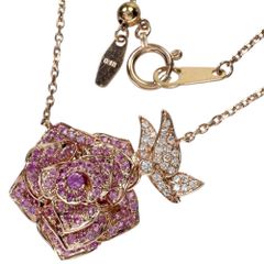 薔薇/バラモチーフ ピンクサファイア ダイヤモンド ネックレス K18PGピンクゴールド 18金  7.1g 47cm レディース 【中古】【真子質店】【NN】