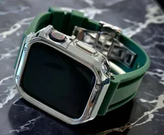 Apple Watch ラバーバンド　ベルト&カバー　グリーンGB
