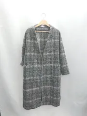 ◇ ⊇ PLST プラステ チェック柄 長袖 ロングコート サイズM グレー系 レディース E  【1501230042291】