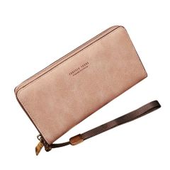 【新着商品】機能的 女性用 レザー ファスナー 大容量 小銭入れあり レザー ロングウォレット カード収納 レディース サイフ 小銭入れ 長財布 多機能 ギフト プレゼント 財布 贈り物 誕生日 [YAYUPLUS] 新生活 (ピンク)