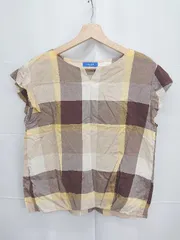 ◇ ⊂ BLUE LABEL CRESTBRIDGE キーネック フレンチスリーブ カットソー サイズ36 ベージュ系 マルチ レディース E  【1506250012767】