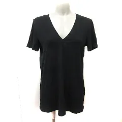 ザラ ZARA Tシャツ カットソー Vネック 半袖 S 黒 ブラック /YI