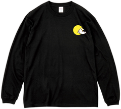 うさぎワンポイントイラスト/オリジナルデザイン/00114-BLC/Printstar 5.6オンス ヘビーウェイトビッグLS-Tシャツ/ブラック