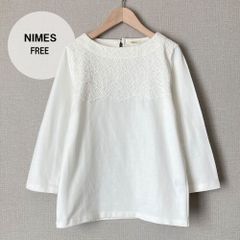 A510【美品♪】NIMES　ニーム　レース切り替えプルオーバー　ホワイト