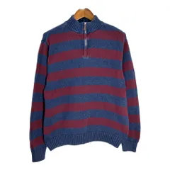 CHAPS チャップス ハーフジップ コットン ニット セーター ボーダー マルチカラー (メンズ XL) 中古 古着 T0912