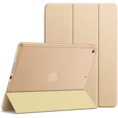 ケース PUレザー (2018/2017，第6/5世代用) 三つ折スタンド 9.7インチ オートスリープ機能 iPad (ゴールド) JEDirect