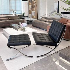 【高級】バルセロナチェアー 本革 ヴィンテージ ミッドセンチュリー モダン Barcelona Chair / バルセロナ チェアー - Garret Interior