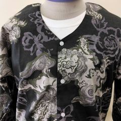 鯉口（こいくち）ダボシャツ　唐獅子プリント　大　特大　　festival clothes   黒地