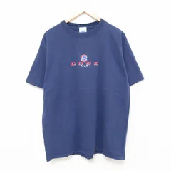 XL/古着 半袖 ビンテージ Tシャツ メンズ 00s MLB シカゴカブス 刺繍 コットン クルーネック 紺 ネイビー メジャーリーグ ベースボール 野