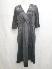 ◇ ◎ merlot plus メルロープリュス 七分袖 膝下丈 ワンピース サイズF ブラック レディース P  【1408200000490】のサムネイル