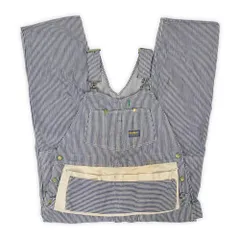 オシュコシュ OSHKOSH 60s 60年代 エプロン付き ダブルニー オーバーオール ヒッコリーストライプ柄 ワーク 珍品 USA アメリカ ヴィンテージ 古着 メンズ オーバーオール ネイビー×ホワイト W40相当【中古】