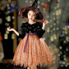 キッズ フォーマルドレス ハロウィン 衣装 ワンピース 発表会 イベント 帽子付き 大人っぽい パーティードレス 高級感 新品未使用