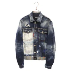 DSQUARED2 (ディースクエアード) 22SS クラッシュ ダメージ加工 ペイント デニム トラッカージャケット インディゴ S71AN0332 S30664のサムネイル
