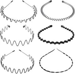 【在庫処分】Esforzarse カチューシャ 6本セット 防錆メッキ加工 メンズ おしゃれ ヘアバンド 波型髪飾り シンプル ウェーブ スプリング 髪留め 前髪 固定 髪飾り メンズ レディース 波型 スプリング 男女兼用 ヘアバ