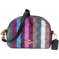 コーチ バッグ COACH コーティングキャンバス スムースレザー シグネチャー ミニ セレナ ストライプ プリント クロスボディ 2WAY ショルダー 斜め掛け クラッチ バッグ カーキマルチ C5590