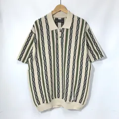 WACKO MARIA ストライプジャガードサマーニットポロシャツ 新品同様 24SS-WMK-KN20 半袖 カジュアル Lサイズ ワコマリア トップス A11315◆