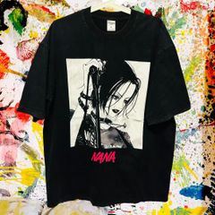 NANA メンズ Tシャツ 半袖 夏 ケミカルウォッシュ 黒 平成レトロ NANA Tシャツ 90s アニメT 映画T ヴィンテージ 大崎ナナ 小松奈々 中島美嘉  BLAST ブラックストーンズ グラフィックT フォトT レトロ 名作 限定
