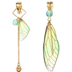 ステンドグラス風　羽イヤリング