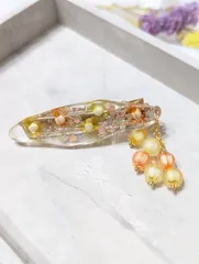 和風❀飴玉ビーズのヘアクリップ~イエロー~
