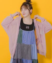 ScoLar（スカラー）ネコ柄接触冷感ニットパーカー　オフホワイト、ブラック、ピンク、ブルー　152659