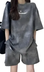[エンプティオ] リラックスウェア 可愛い 短パン ルームウェア 上下セット レディース 部屋著 パジャマ ショートパンツ 上下 セットアップ トップス ズボン 総柄 丈長め 寝心地 半ズボン 肌触り ラクユメ ラフ ショーパン  [タイダイ柄グレー] [S]