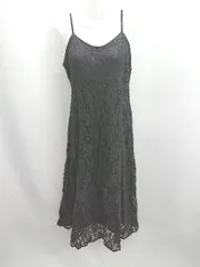 ◇ ⊂ apres jour アプレジュール レース ストラップ調節可能 膝下 キャミワンピース サイズLL ブラック レディース E  【1501160020604】