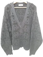 ◇ ⊇ MONO-MART モノマート 総柄 長袖 ニット カーディガン サイズM ネイビー ブラック系 メンズ E  【1507100016713】