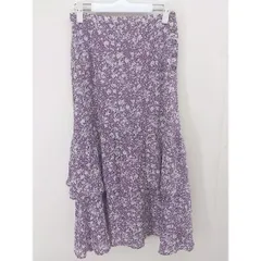 ◇ ROPE PICNIC ロペピクニック 花柄 ロング フレア スカート サイズ38 パープル ホワイト レディース  【中古】 【1206100002992】