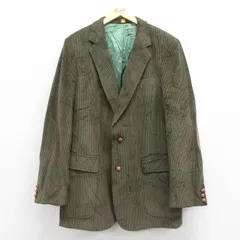 M/古着 長袖 コーデュロイ テーラード ジャケット メンズ 80s 太畝 スエード使用 デッドストック 緑 グリーン 25oct16 中古 アウター