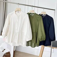 ブラウス レディース シャツ  七分袖 ブラウス 無地 白シャツ  シャツ ブラウス 7分袖 パフスリーブ ブラウスチュニック 可愛い おしゃれ カジュアル きれいめ 通勤 オフィスカジュアル シンプル 春 夏 秋 fljs01