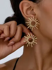 ジュエリー レディース イヤーアクセサリー 1ペア ファッション エレガントなひまわり スタッドピアス