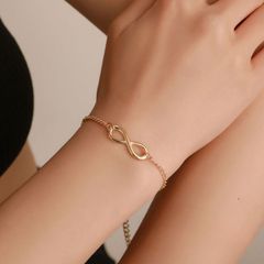 マラソン目玉商品★8900→5000円 ギフト ブレスレット レディース ゴールド チェーン 8の字 リボン シンプル チェーンブレスレット 金色 アジャスター アズキ チェーン
