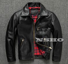 黒芯ホースハイド 復刻30's トラッカースタイル 1枚革 メンズ 革ジャン シングルライダース レザージャケット 植物鞣し 馬革