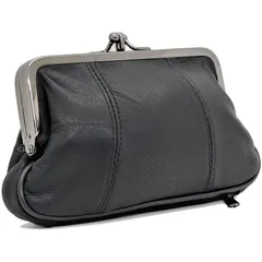 がま口 財布 レディース 親子 がまぐち ポーチ 本革 ブラック 黒 大人おしゃれ プチプラ プレゼント 