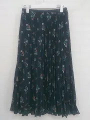 ◇ chocol raffine robe 総柄 ウエストゴム ロング プリーツ スカート サイズF ネイビー グリーン マルチ レディース P  【中古】 【1211100014340】