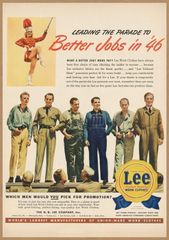 Lee ジーンズ 整列 レトロミニポスター B5サイズ ◆ 複製広告 リー デニム 作業着 仕事着 ジーパン チアリーダー USAD5-499