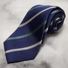 スーツカンパニー THE SUIT COMPANY 良品 微光沢 ネクタイ 斜めストライプ セッテピエゲ 濃紺系 ネイビー系 H-008826 ゆうパケット