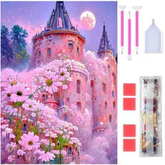 ダイヤモンドアート Rinimie ダイヤモンドアート キット 花の城 ダイアモンドビーズ絵画キット 5Dモザイクアート DIY 手作り絵画手芸キット ダイヤモンド塗装 全面貼り付けタイプ 芸術品 家用装飾 30x40cm