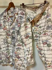 【未使用】Shadow Boxer 90sデッドストック 希少 made in USA パジャマ シャツ パンツ 総柄 セットアップ Bedtime Story / light レア ShadyCharacter NYC / Nick & Nora